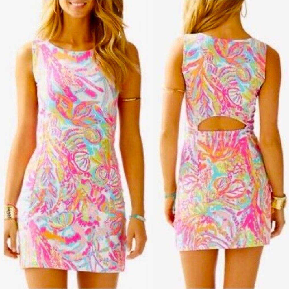 Lilly Pulitzer Scuba To Cuba Whiting Shift Dress EUC